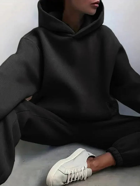 Women's Relaxed Fleece Hoodie and Jogger Set in Soft Peony with practical styling and dependable silhouette control.