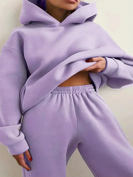 Women's Relaxed Fleece Hoodie and Jogger Set in Soft Peony with practical styling and dependable silhouette control.