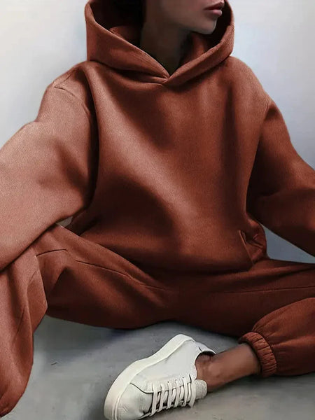 Women's Relaxed Fleece Hoodie and Jogger Set in Soft Peony with practical styling and dependable silhouette control.