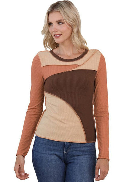 Contrast Pit Stripe Pullover With Slim Fit And Round Neck For Women