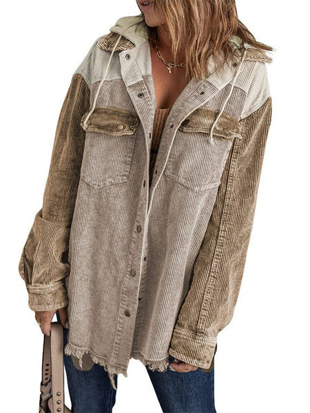Double Pocket Button Hooded Boyfriend Coat