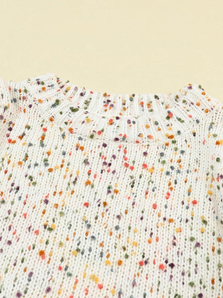Women's Cozy Beige Polka Dot Cable Knit Sweater