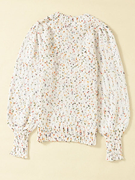 Women's Cozy Beige Polka Dot Cable Knit Sweater