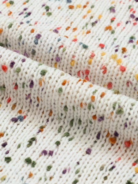 Women's Cozy Beige Polka Dot Cable Knit Sweater