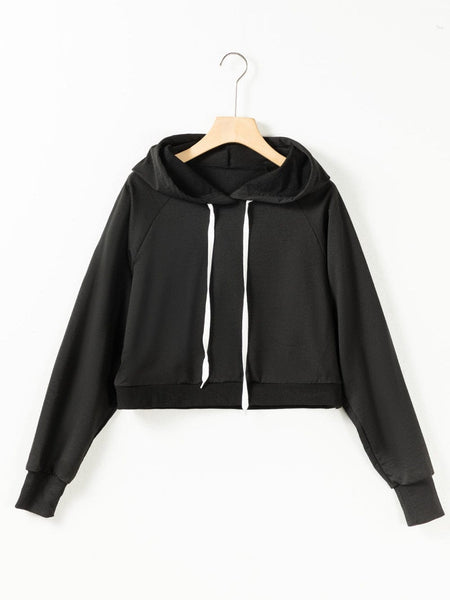 Solid Kangaroo Pocket Hoodie & Drawstring Pants Two-Piece Set