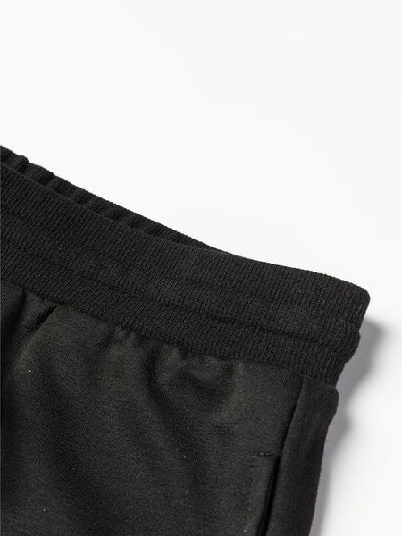 Solid Kangaroo Pocket Hoodie & Drawstring Pants Two-Piece Set