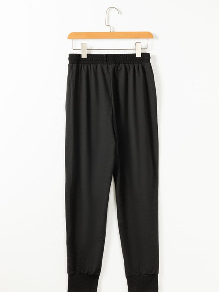 Solid Kangaroo Pocket Hoodie & Drawstring Pants Two-Piece Set