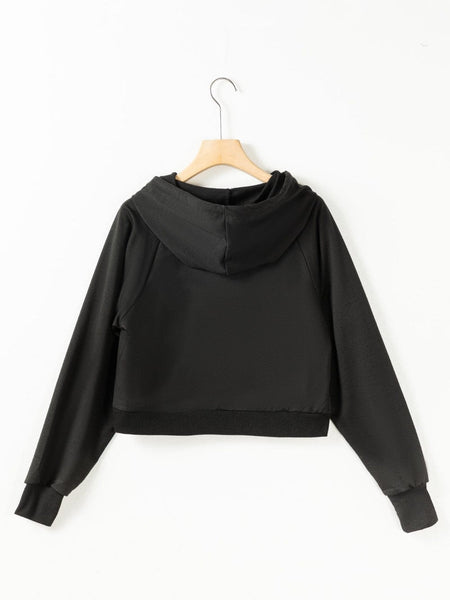 Solid Kangaroo Pocket Hoodie & Drawstring Pants Two-Piece Set
