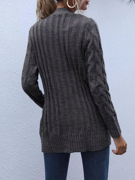 Women's Cozy Cable Knit Button-Front Long Sleeve Cardigan