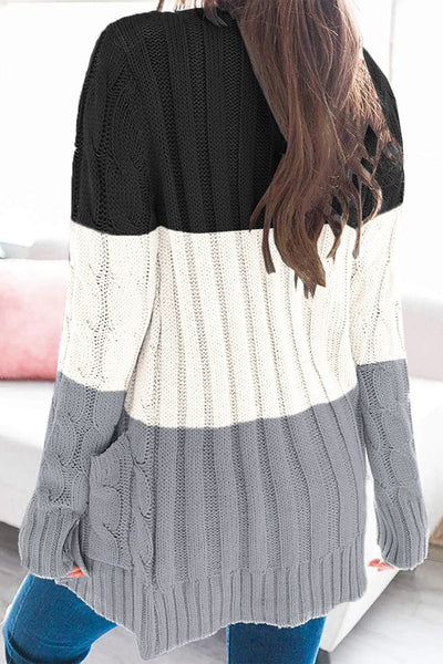 Women's Cozy Cable Knit Button-Front Long Sleeve Cardigan