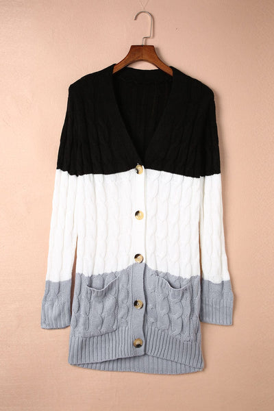 Women's Cozy Cable Knit Button-Front Long Sleeve Cardigan