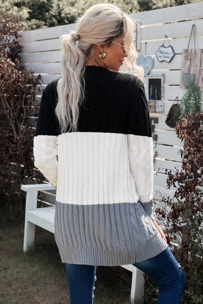 Women's Cozy Cable Knit Button-Front Long Sleeve Cardigan