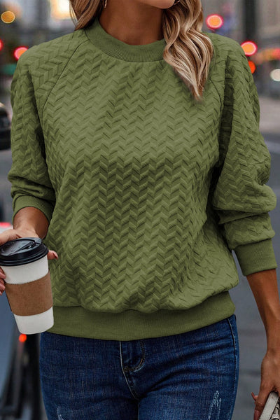 Women's Textured Chevron Long Sleeve Crew Neck Sweater Dress