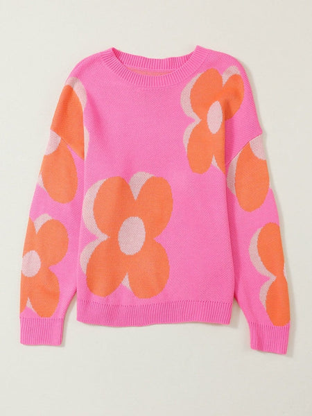 Women's Cozy Floral Bouquet Knit Pullover in Sweaters