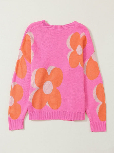 Women's Cozy Floral Bouquet Knit Pullover in Sweaters