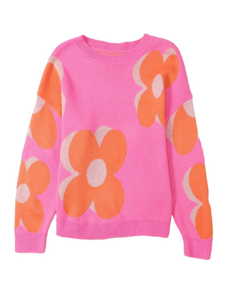 Women's Cozy Floral Bouquet Knit Pullover in Sweaters