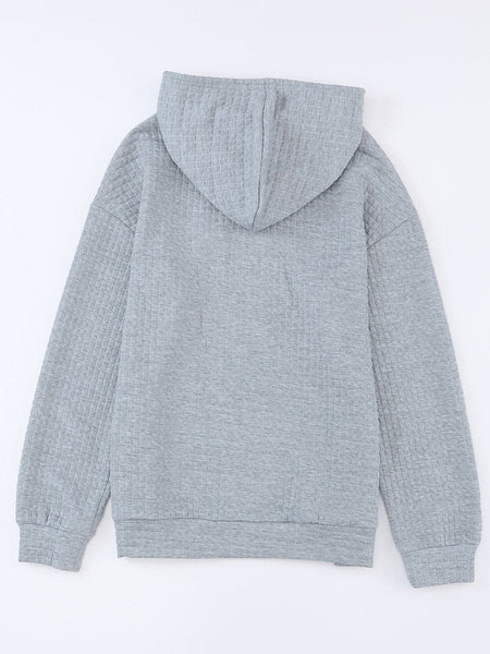 Cozy Gray Quilted Hoodie with Kangaroo Pocket