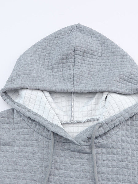 Cozy Gray Quilted Hoodie with Kangaroo Pocket