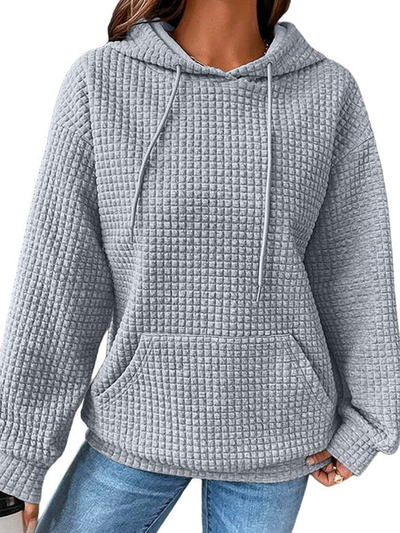 Cozy Gray Quilted Hoodie with Kangaroo Pocket