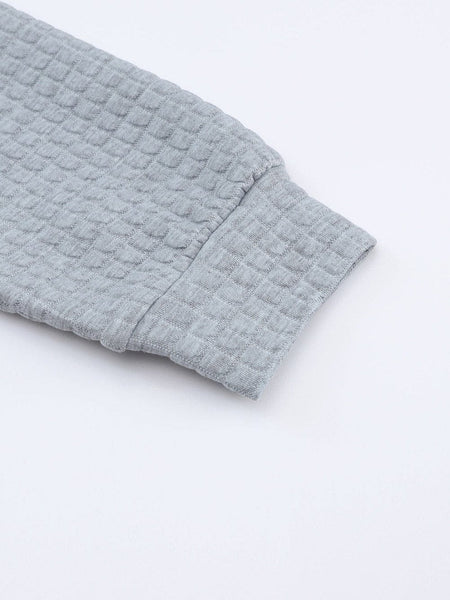 Cozy Gray Quilted Hoodie with Kangaroo Pocket