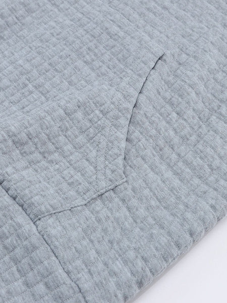 Cozy Gray Quilted Hoodie with Kangaroo Pocket