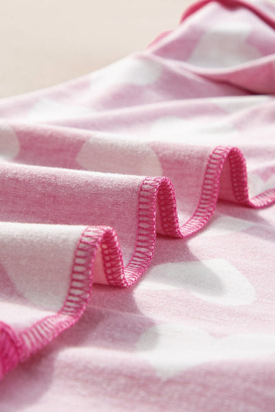 Women's Cozy Pink Heart Print Lounge Set for Romantic Nights