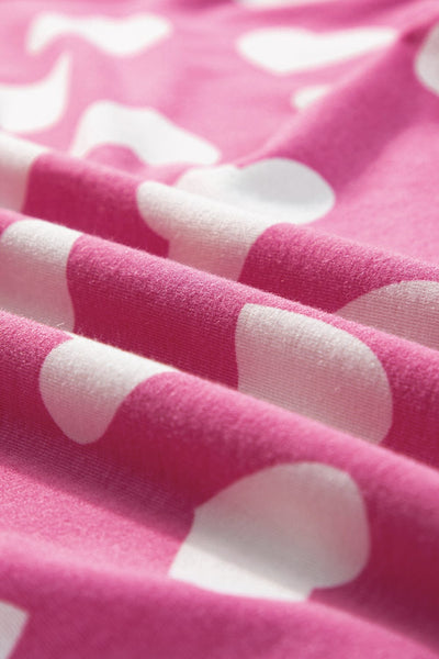 Women's Cozy Pink Heart Print Lounge Set for Romantic Nights