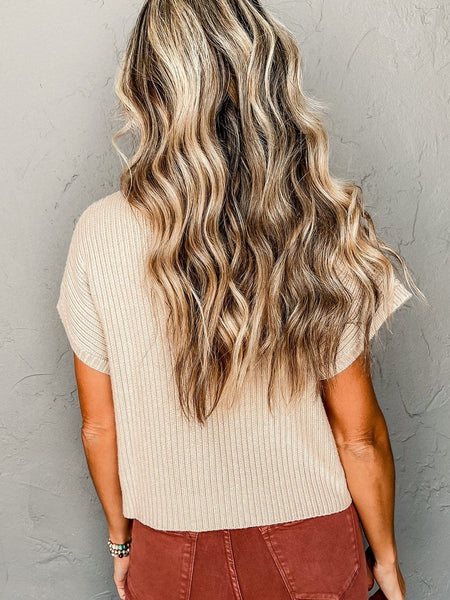 Cozy Ribbed Knit Sweater with Patch Pocket