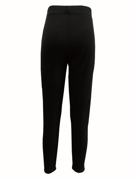 Cozy Solid Thermal Plush High Waist Basic Leggings Pants