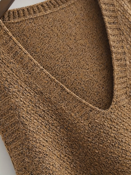Cozy Solid V-Neck Knit Sweater Vest Tank Top