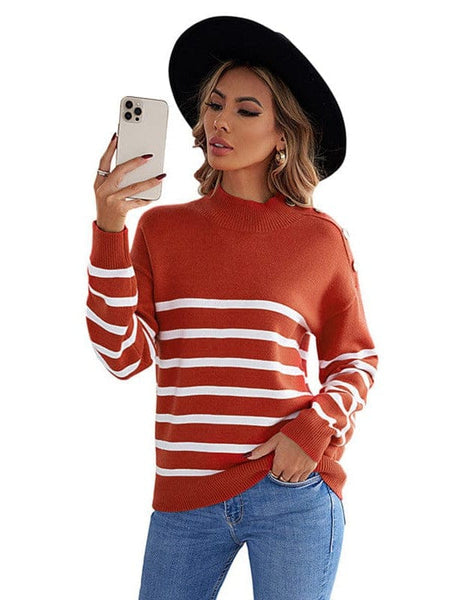 Cozy Stripe High Neck Sweaters