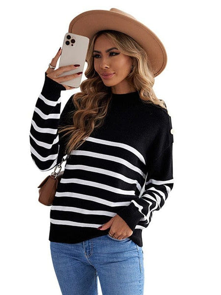 Cozy Stripe High Neck Sweaters