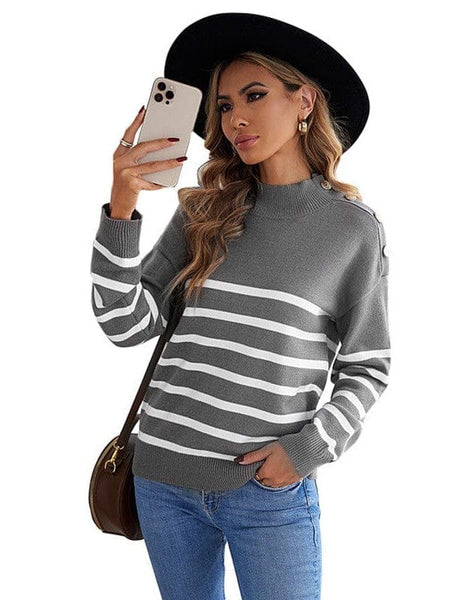 Cozy Stripe High Neck Sweaters