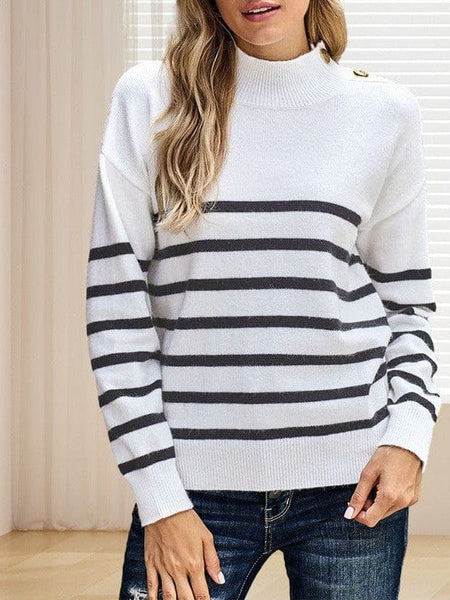Cozy Stripe High Neck Sweaters