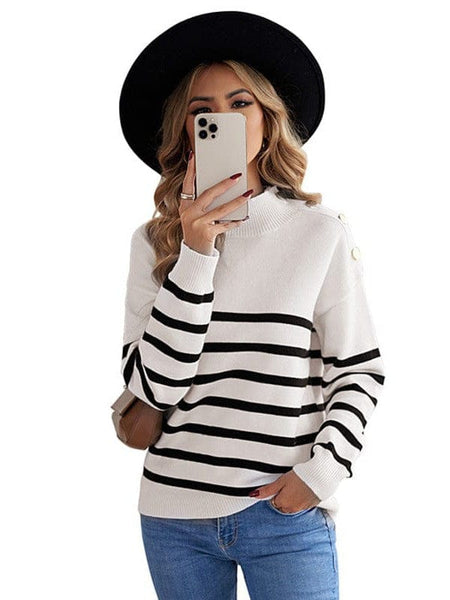 Cozy Stripe High Neck Sweaters