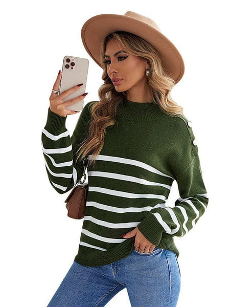 Cozy Stripe High Neck Sweaters