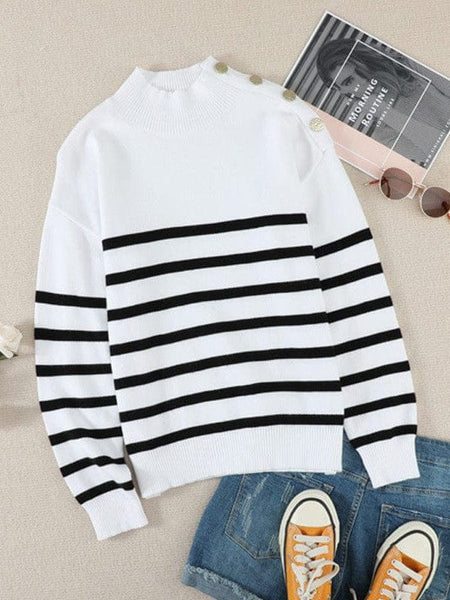 Cozy Stripe High Neck Sweaters