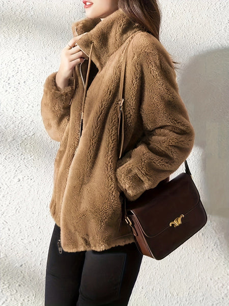Cozy Teddy Fashionable Zip Up Warm Coat