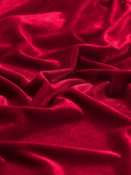 Crimson Long Sleeve Crinkle Velvet Shirt Dress with Ruffle Detail