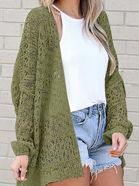 Women's Bohemian Crochet Long Sleeve Knit Cardigan in Jet Black made for easy styling and wardrobe coordination, with premium-like structure and