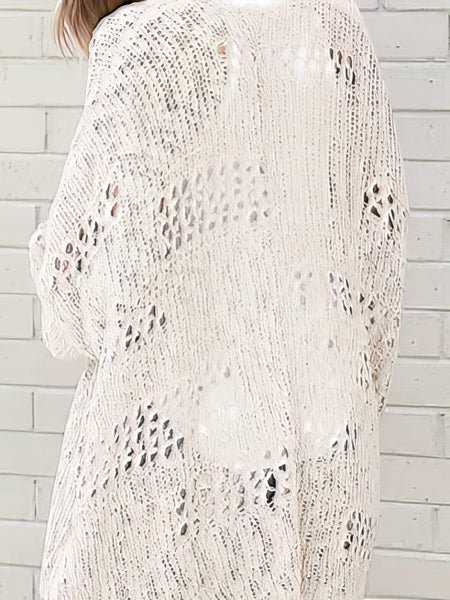 Women's Bohemian Crochet Long Sleeve Knit Cardigan in Jet Black made for easy styling and wardrobe coordination, with premium-like structure and
