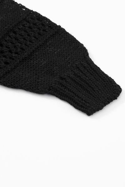 Women's Bohemian Crochet Long Sleeve Knit Cardigan in Jet Black made for easy styling and wardrobe coordination, with premium-like structure and