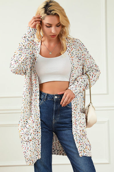 Women's Bohemian Crochet Long Sleeve Knit Cardigan in Jet Black made for easy styling and wardrobe coordination, with premium-like structure and