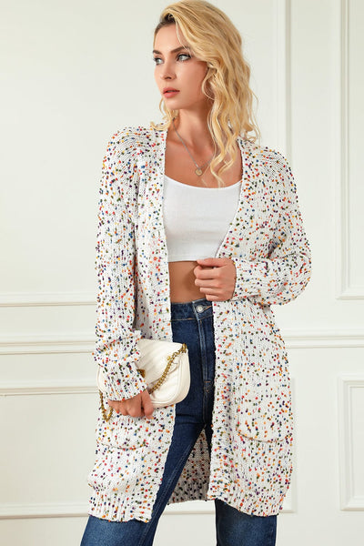 Women's Bohemian Crochet Long Sleeve Knit Cardigan in Jet Black made for easy styling and wardrobe coordination, with premium-like structure and