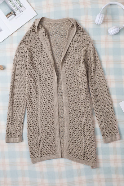Women's Bohemian Crochet Long Sleeve Knit Cardigan in Jet Black made for easy styling and wardrobe coordination, with premium-like structure and
