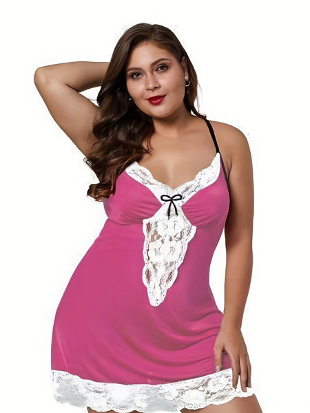 Women's Plus Size Lace-Trim Chemise in Crimson Red made for easy styling and wardrobe coordination, with premium-like structure and finish.