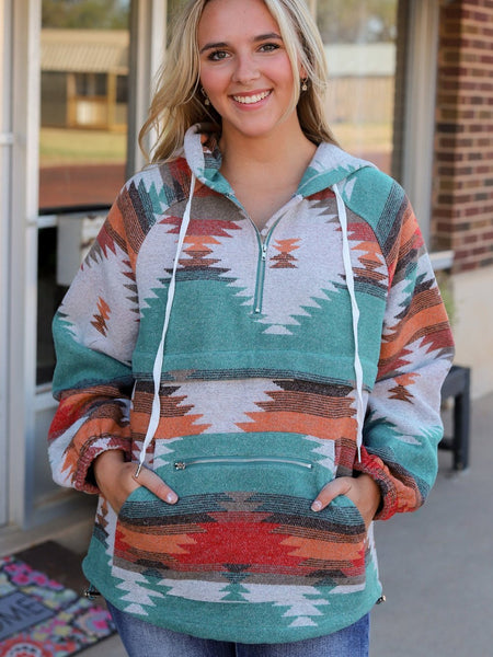 Southwest Print Half-Zip Hoodie
