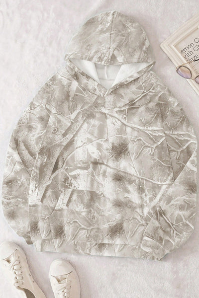 Women's Beige Woodland Camouflage Oversized Hoodie