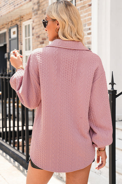 Women's Sepia Rose Cable Knit Button-Down Shacket