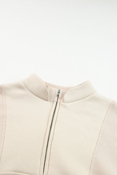 Women's Apricot Cotton-Blend Oversized Half-Zip Pullover